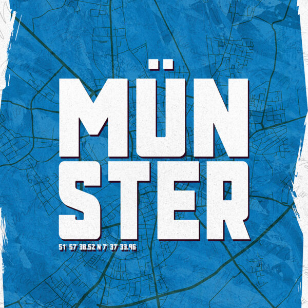 Wandbild Münster Schriftzug Stadtkarte Blau Poster Leinwand Alu-Dibond Bild