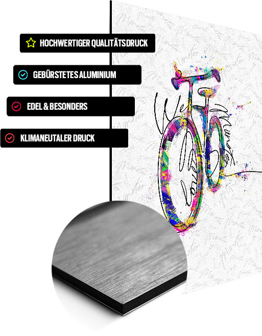 Münster Wandbild Fahrrad We Love Münster auf Alu-Dibond