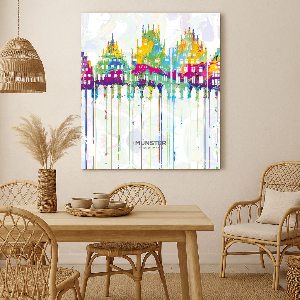 muenster-leinwandbild-boho-stil-essbereich muenster-leinwandbild-boho-stil-essbereich