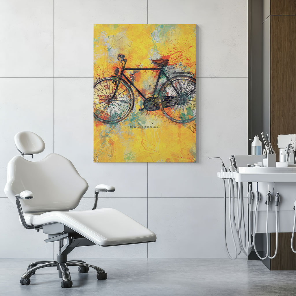 muenster-leinwandbild-fahrrad-zahnarztpraxis