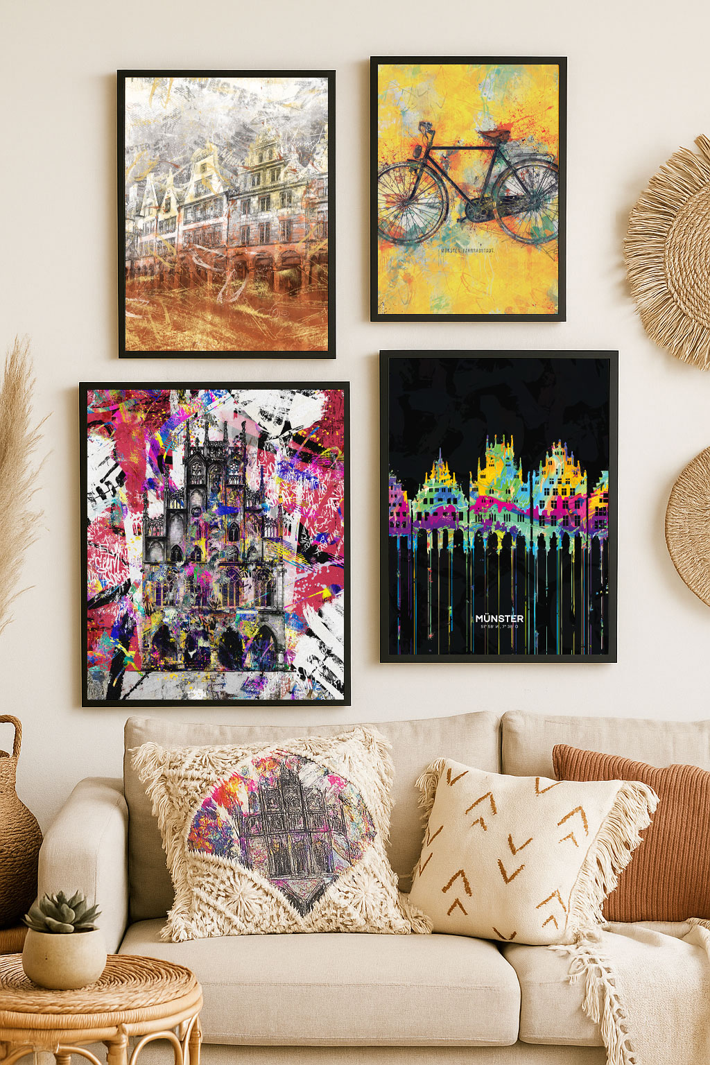 muenster-wandbilder-boho-stil-wohnzimmer-sofa