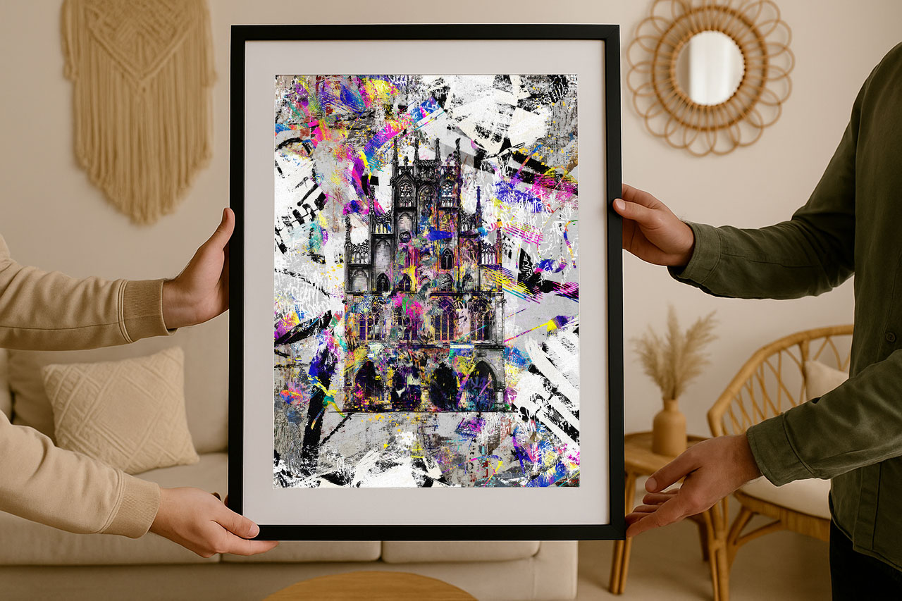muenster_rathaus_poster_bilderrahmen_geschenk_uebergeben