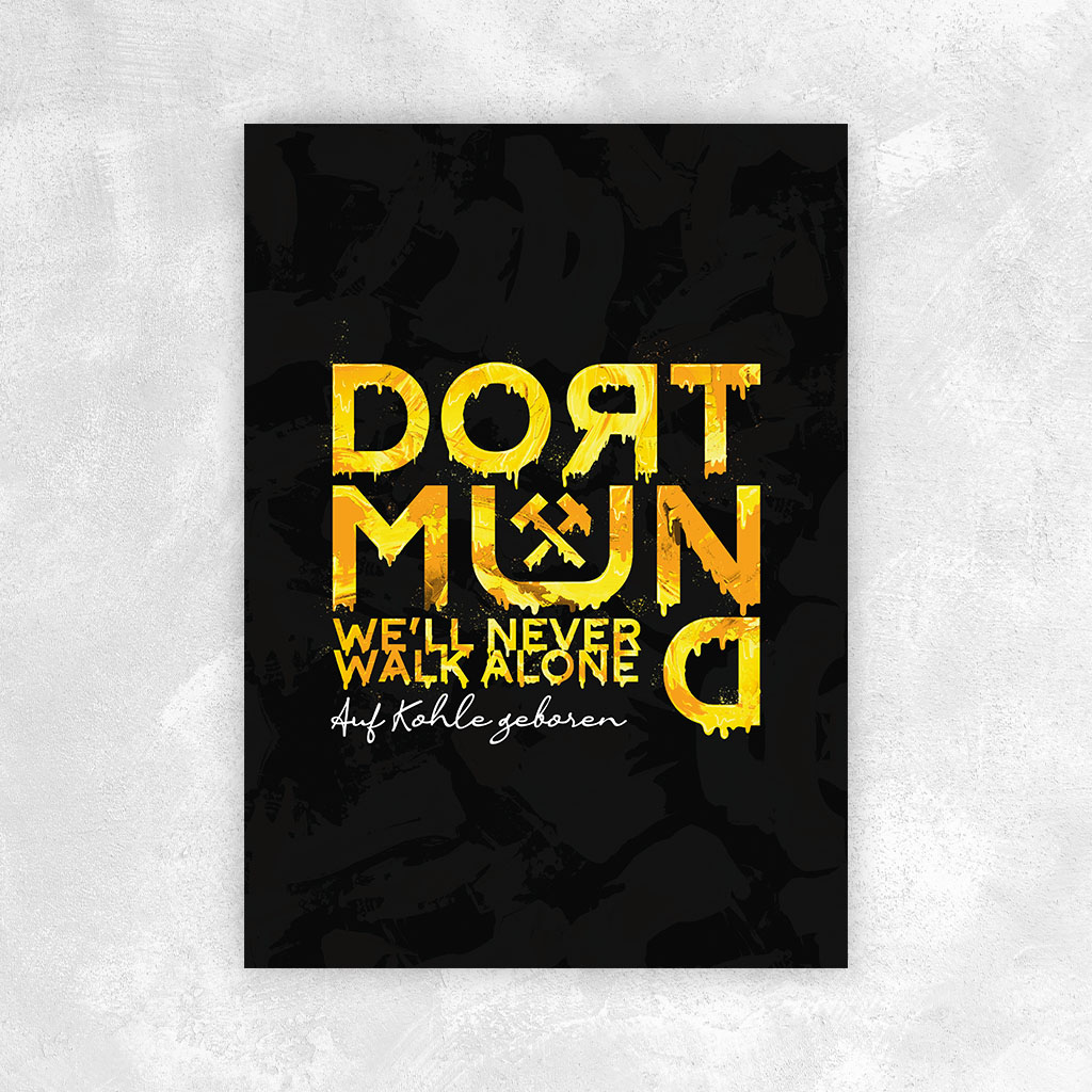 Wandbild Dortmund schwarz-gelber Schriftzug Poster Leinwand Alu-Dibond Bild