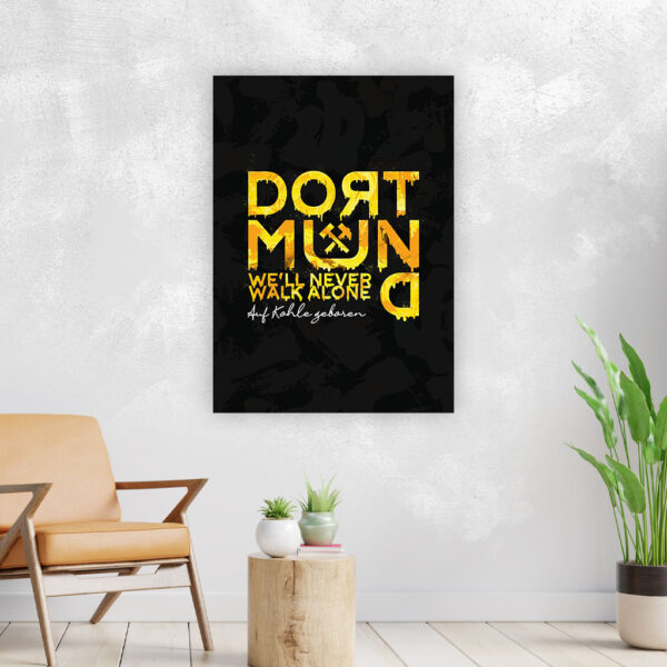 Wandbild Dortmund schwarz-gelber Schriftzug Poster Leinwand Alu-Dibond Bild