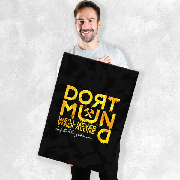 Dortmund Wandbild Schriftzug "Auf Kohle geboren" Gelb