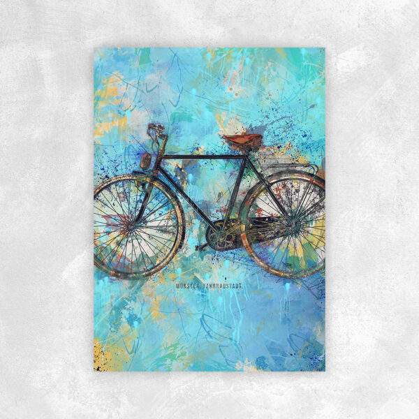 Wandbild Münster Fahrrad Blau Poster Leinwand Alu-Dibond Bild