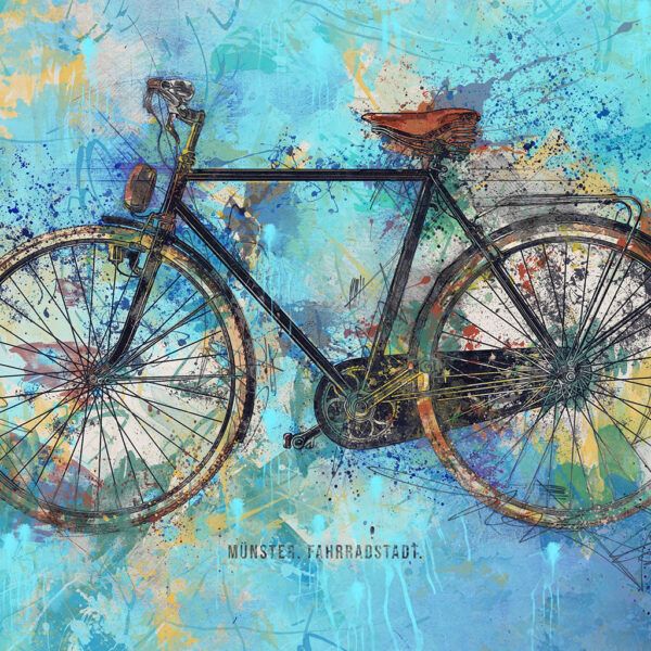 Wandbild Münster Fahrrad Blau Poster Leinwand Alu-Dibond Bild