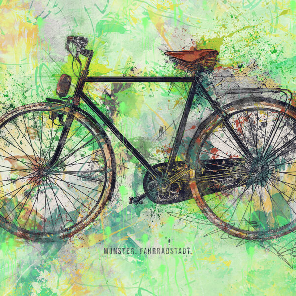 Wandbild Münster Fahrrad Grün Poster Leinwand Alu-Dibond Bild