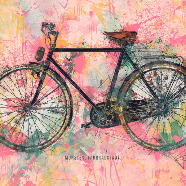 Wandbild Münster Fahrrad Rosa Poster Leinwand Alu-Dibond Bild