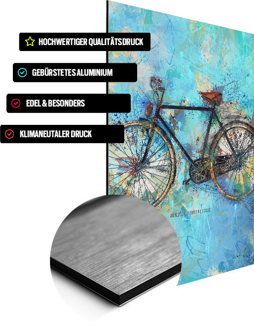 Wandbild Münster Fahrrad Blau auf Alu-Dibond